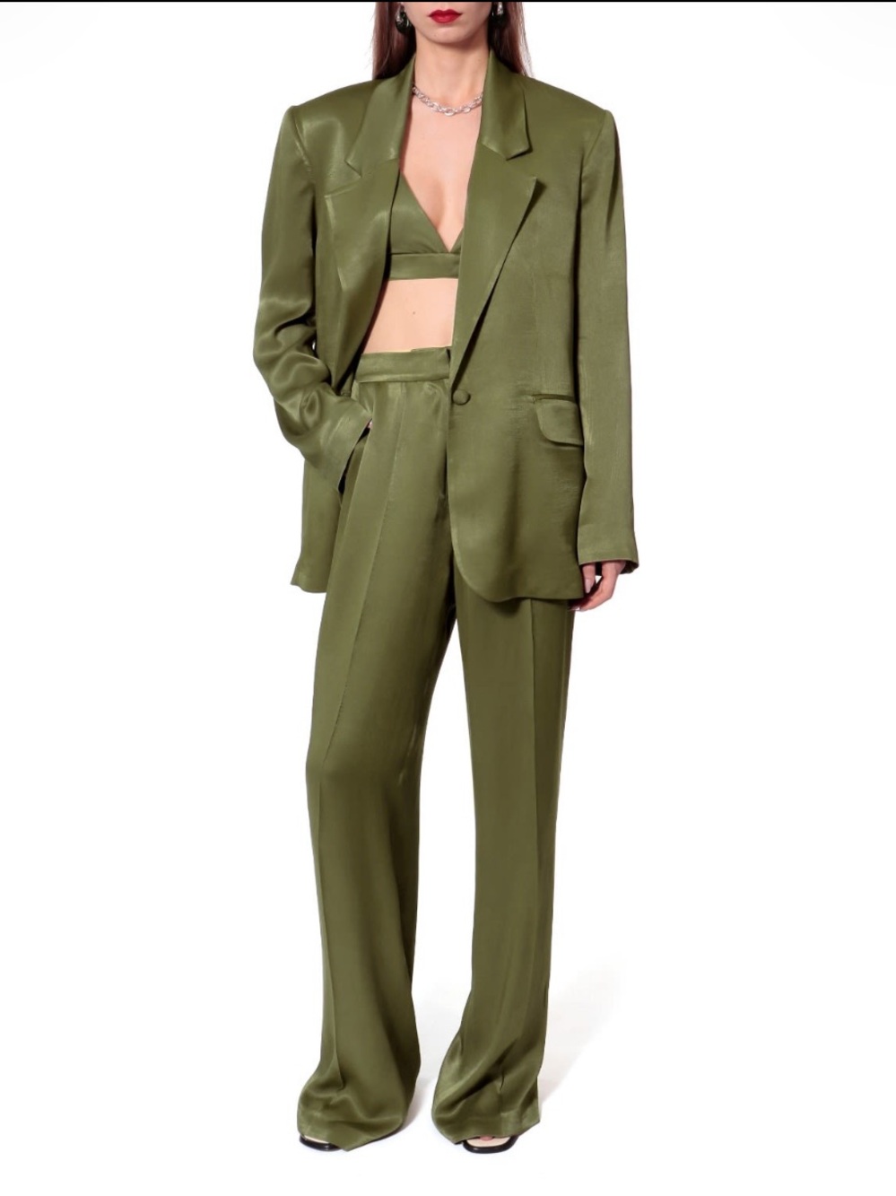 AKIRA Bralette small satin olive green